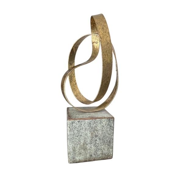 Mobius Strip Abstract Gold Metal Knot Art Sculpture Statue Modern Style 14" X 6" - Picture 2 of 7